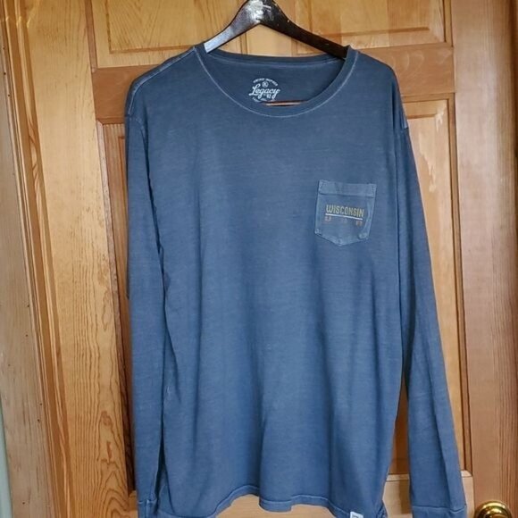 Legacy Vintage Inspired Graphic WISCONSIN USA Long Sleeve Sz XL T-shirt w Pocket - Picture 3 of 13